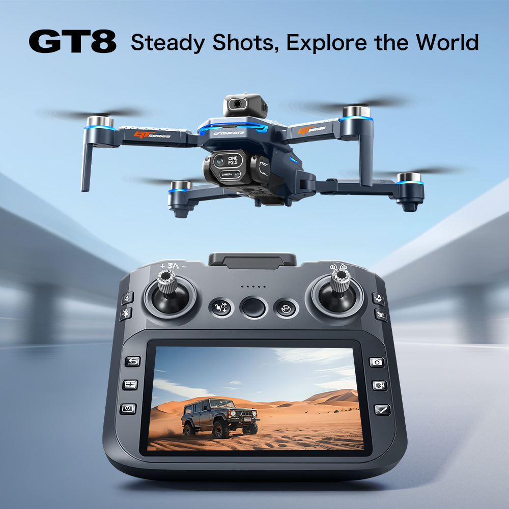 Drone Camera 4K - GT8 Hindernisvermeidungs-Luftdrohne – bürstenloser HD-Quadrocopter mit